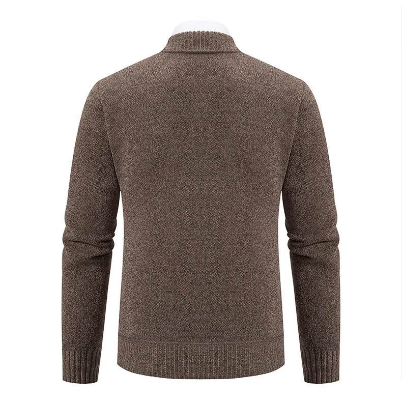 2023 Knitwear Spring and Autumn Men's Stand-up Collar Thick Warm Cardigan Sweater Winter Loose Casual Coat - AIAZ