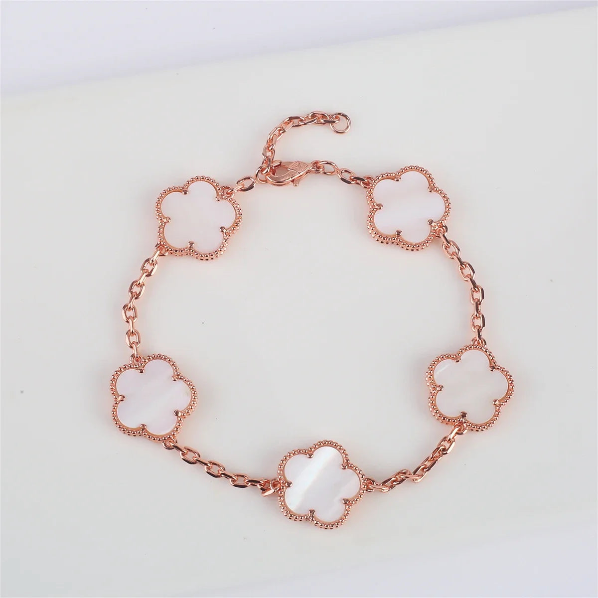Hot Sale 11 Color Natural Stone Five Leaf Flower Plant Adjustable Bracelet Classic for Woman Fashion Party Jewelry Gift Clover