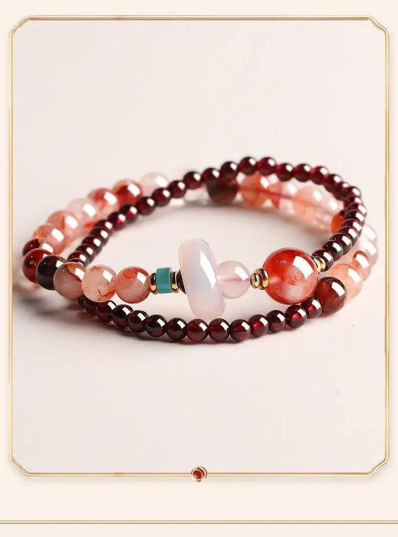 FORWELL Natural Stone Crystal Beads Semi Precious Women's Bracelet Amethyst Multi Layered Combination Bracelets Luxury Gift