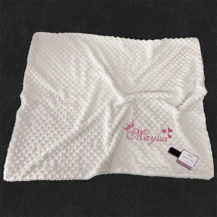 Personalized Bubble Minky Fleece Baby Blanket with Name DIY Custom Toddler Crib Stroller Blanket For Newborn Baby Birthday Gift