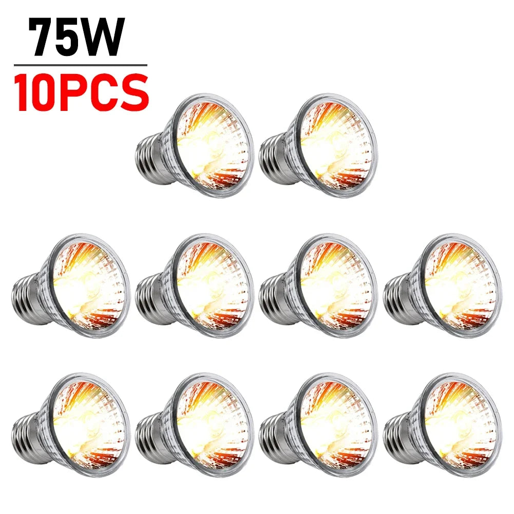 1-10PCS 25/50/75W UVA+UVB Reptile Lamp Bulb Turtle Basking UV Light Bulbs Heating Light Full Spectrum Sunlamp for Amphibians