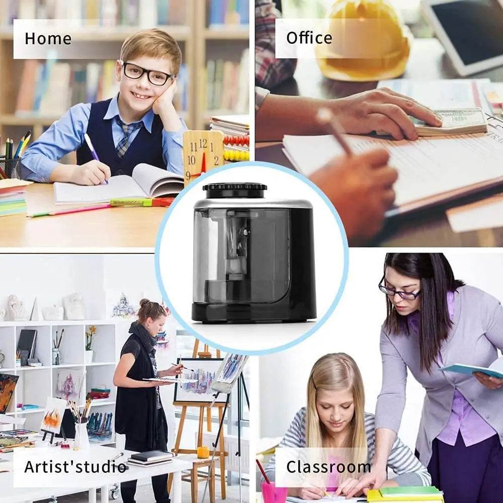 Portable Electric Pencil Sharpeners Fast Sharpen Back to School Supplies Sketch Writing Pencils(6-8mm) Student Classroom Office - AIAZ