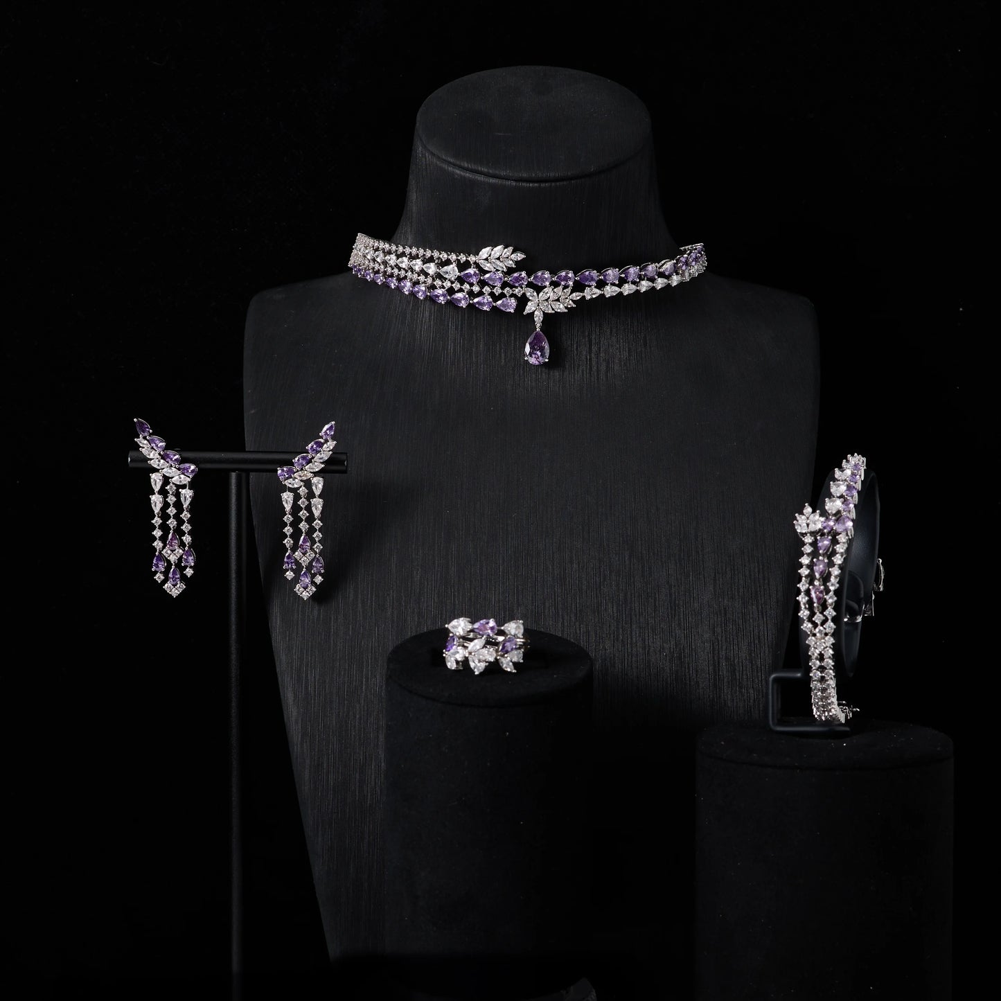 IN JEWELIFE Luxury Choker Neck Necklaces Gift Set for Women Jewelry Sets Unique Color Cubic Zirconia Wedding Accessories