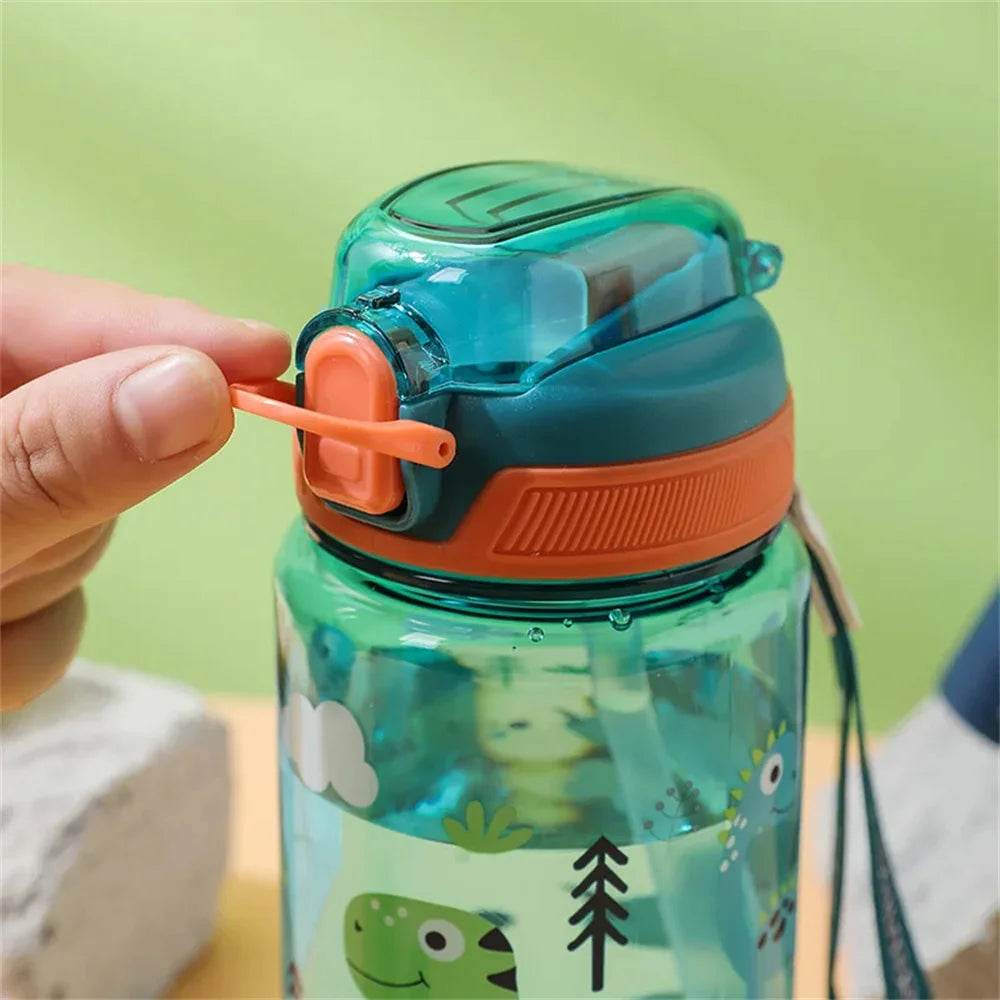 600ml Cartoon Animal Water Bottle Portable Safety Lock Cute Straw Cup Kids Leak-proof Drinking Jug For Outdoor Camping Travel - AIAZ