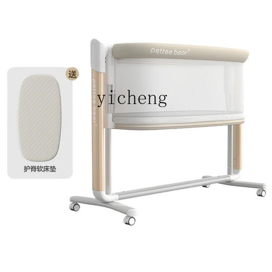 Tqh Newborn Multi-Function Electric Portable Foldable Mobile Baby Cradle Bed Splicing Big Bed