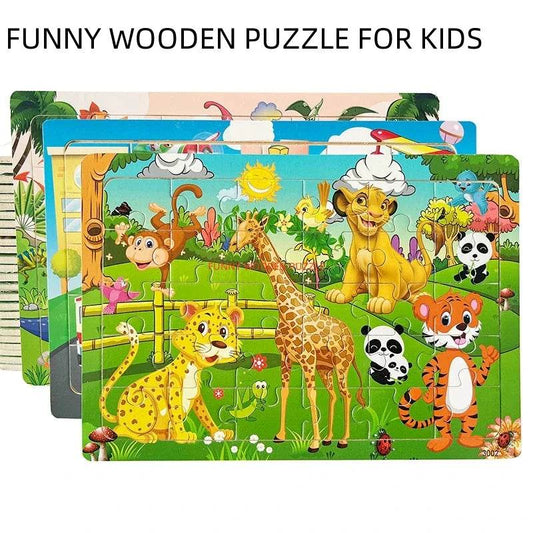 Logic Thinking Intellectual Wooden Game Puzzle Jigsaw Animal Vehicle Cartoon Early Educational Toys For Kids Children Gift - AIAZ