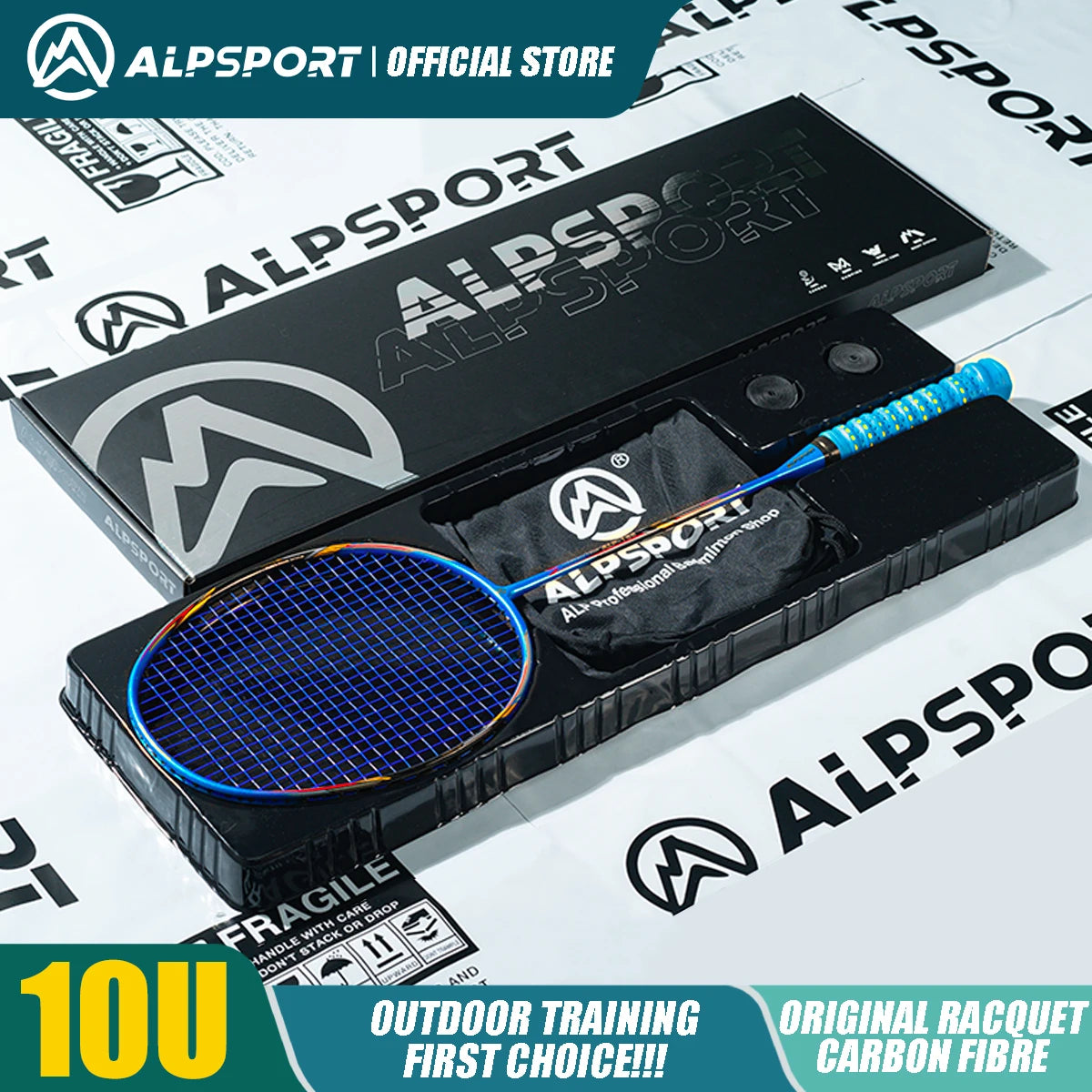 ALPSPORT AIR 10U  Ultralight 52g T800 Badminton Racket Fast Rebound  Lmported MAX 28LBS Carbon fiber + Titanium Badminton Racket