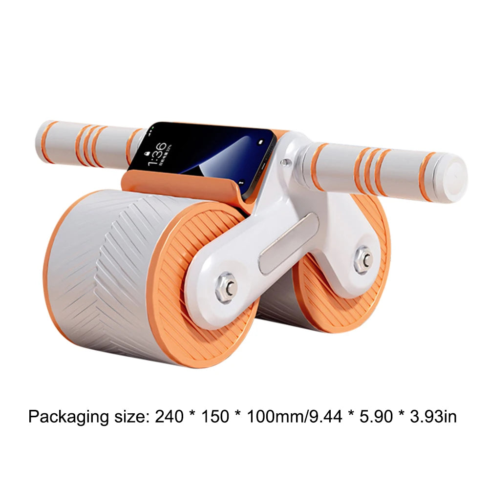 Abdominal Wheel Exerciser Dual Wheel Design Abdominal Fitness Wheel Automatic Rebound Anti-Slip for Bodybuilding Training