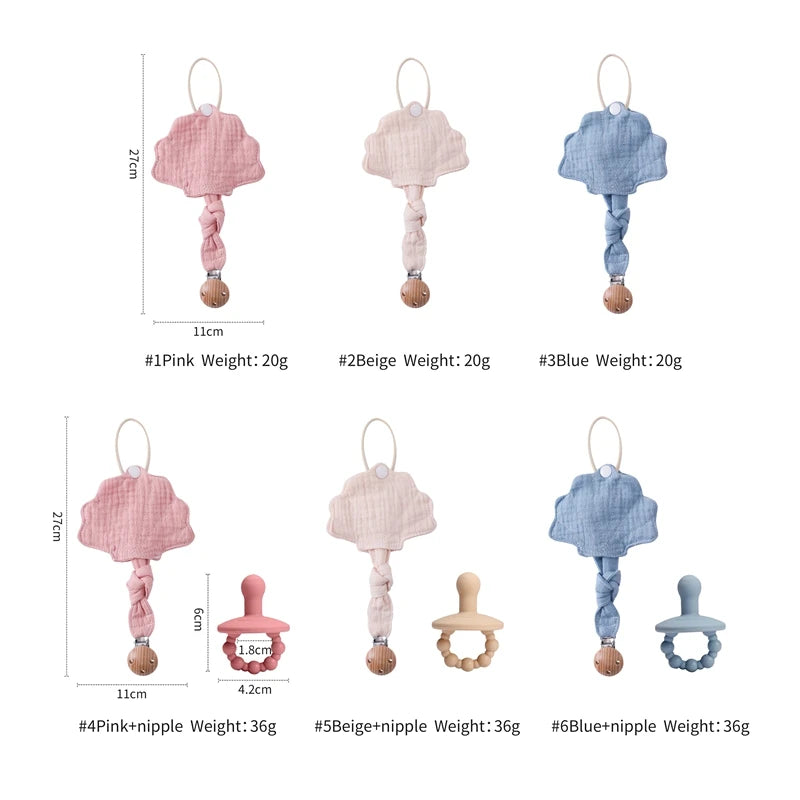 Baby Silicone Pacifier Clip Infant Newborn Sea Shell Shape Pacifier Chain Dummy Nipple Holder Clips Baby Pacifier Storage Box