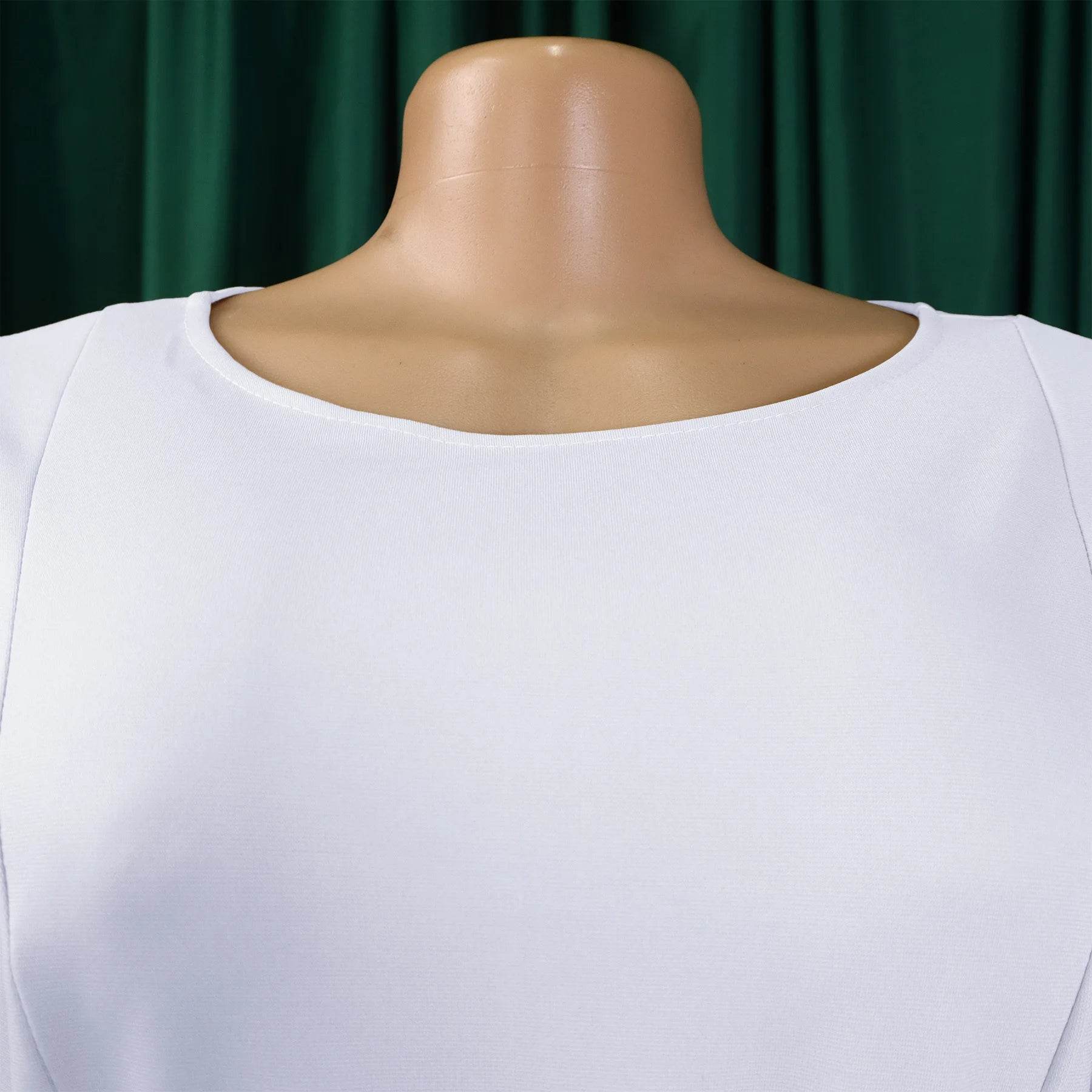 Elegant Office Dress for Women Professional O Neck Short Sleeve Belt Waisted A Line Mid Calf Formal Business Work Dress Midi New - AIAZ