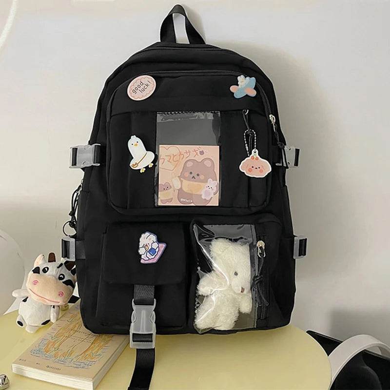 Girls Backpack Cute School Bags For Student Teens Girls Pockets Women Laptop Backpack Harajuku - AIAZ