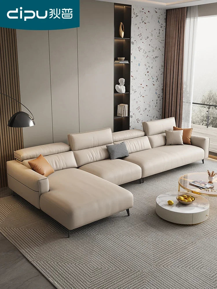 Dipu cream wind technology cloth sofa living room simple modern Italian minimalist Guifei corner cloth sofa combination