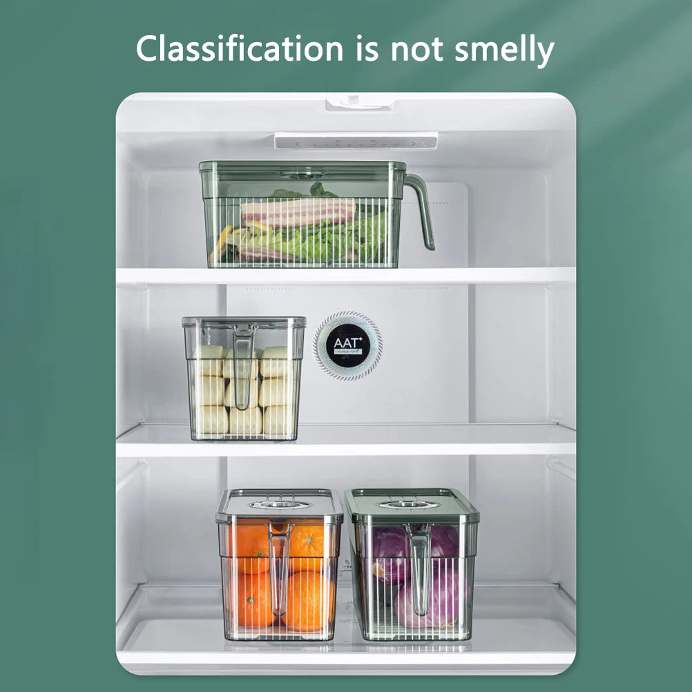 Kitchen Storage Containers with Time Recorder Lid Fridge Organizers Keep Fresh Food and Fruit Refrigerator Freezer Storage Boxes