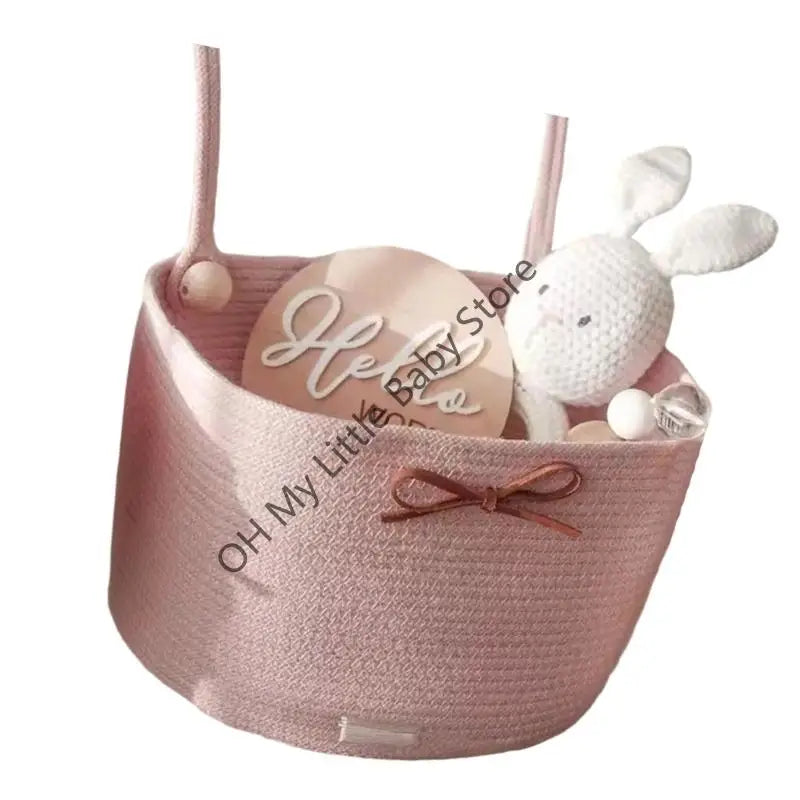 Baby Crib Storage Bag Cotton weave Large Pouch Newborn Bed Headboard Organizer for Kids Baby Bedding Diaper Toys Bag