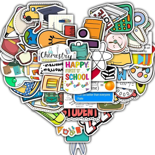 50PCS School Supplies Stickers Nostalgia Cartoon Scrapbook Home Waterproof Living DIY Room Phone Wall Skateboard Water Sticker - AIAZ