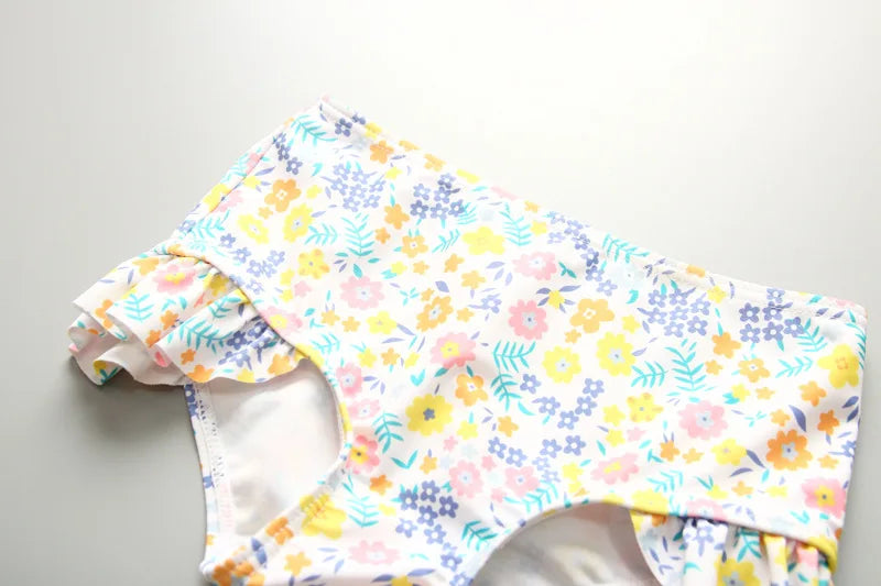 Baby Girl Swimwear Yellow Swimsuit for Girls UPF50 Sunscreen Children Swimming Suit Long Sleeve Infant Toddler Bathing Suit Kids