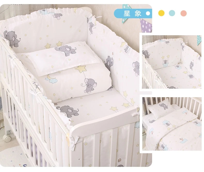 6/9Pcs Elephant Crib Baby Bedding Set Cotton Crib Bumper Baby Cot Sets Newborns juego de cama 120*60/120*70Cm