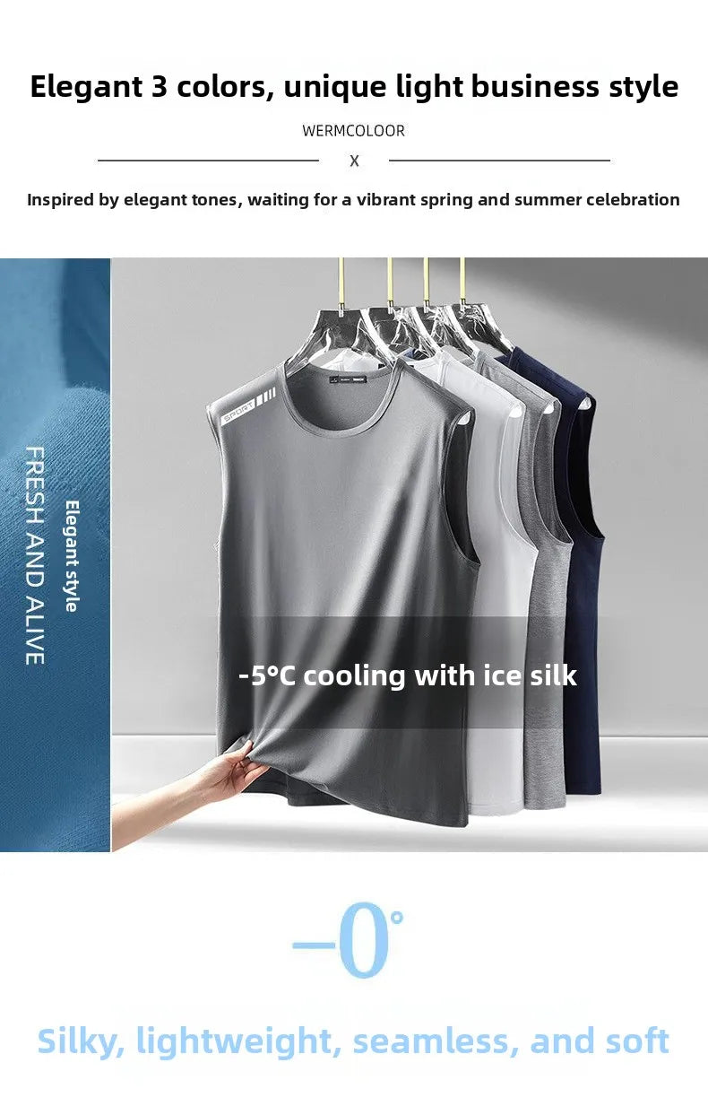 Men's Summer New Sle Qui Dry Sport Vest Loose Ice Silk Svel T-irt Fitn Training Running Baskeall American Sle