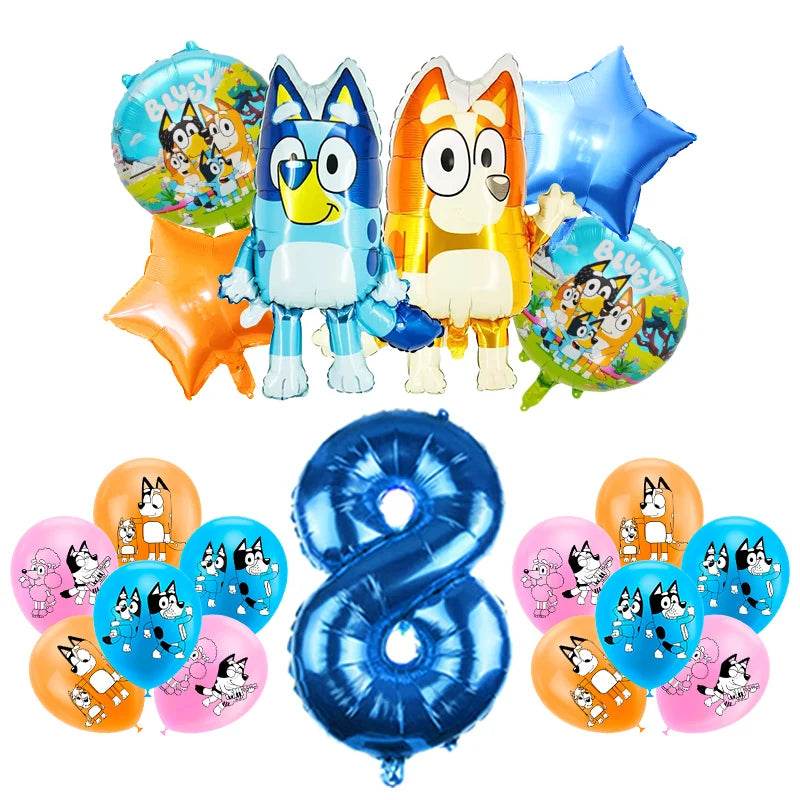 New Bluey Birthday Party Decoration Latex Balloons Bingo Aluminum Film Balloon Disposable Tableware Kids Event Supplies Backdrop - AIAZ