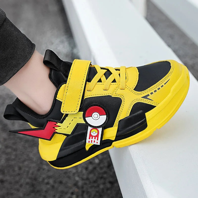 Four Season Sports Kids Cartoon Sneakers Outdoor Boys Classic Running Shoes Pu Leather Children's Walking Footwear Leisure