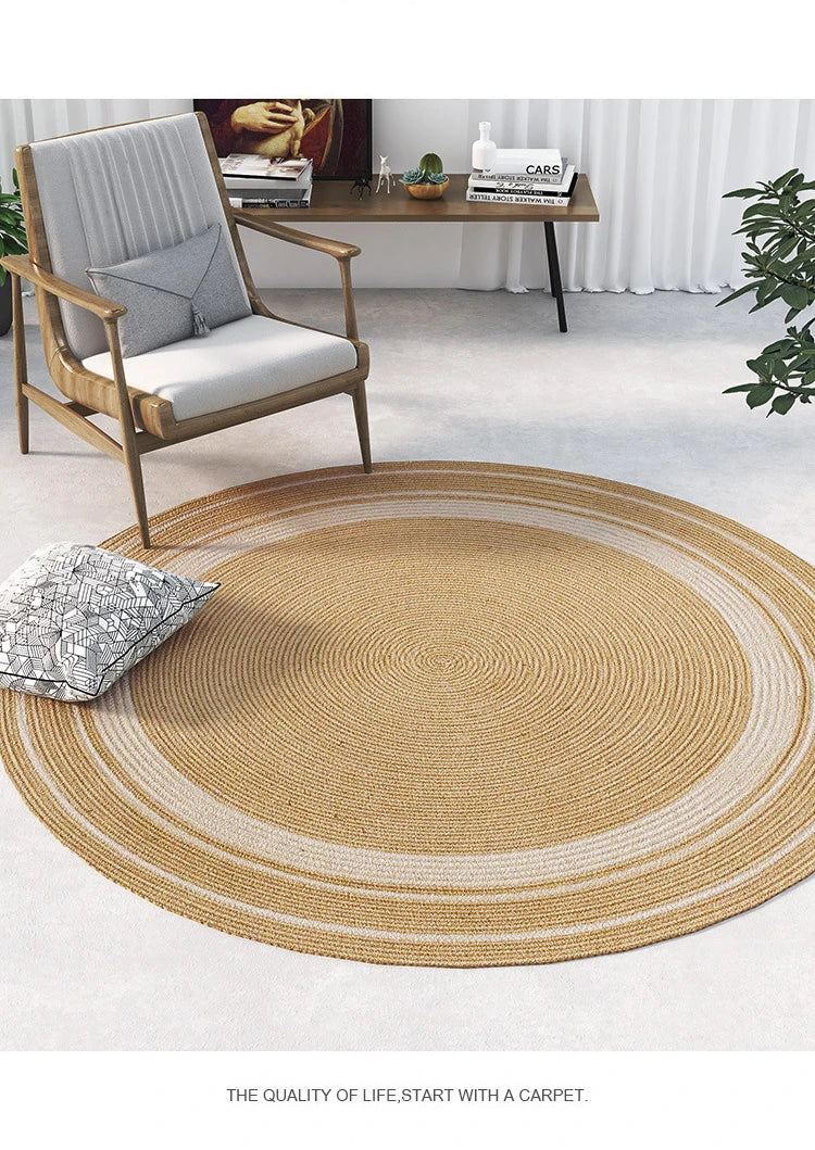 Living Room Carpet Home Decoration Natural Jute Hand Woven Bedroom Rug Fashion Minimalism Wear-resistant Durable Breathable Mat