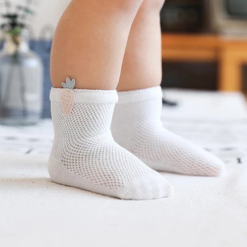 3 Pairs Infant Baby Socks for Girl Boy Thin Cotton Breathable Mesh Cute Accessories Unisex Newborn Boneless Short Socks
