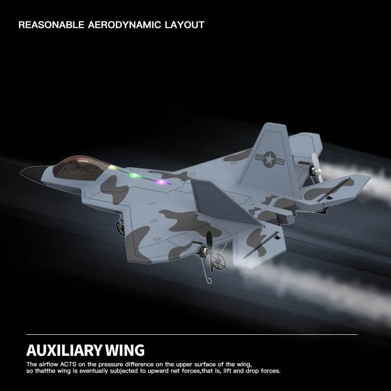 2024 New F22S 2.4G 4CH 3D6G RC Airplane Raptor F22 Warplane WLtoys A180 Upgrade Version LED Light With Gyroscope Out Door Toys - AIAZ