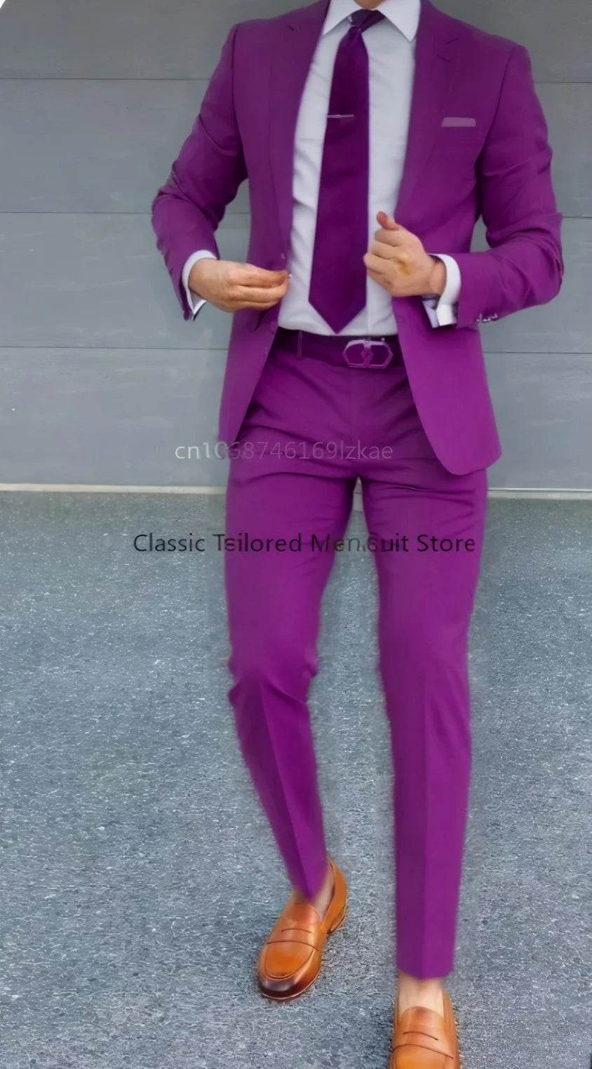 Men's Suit 2 Piece Suit Jacket Pants Formal Wedding Tuxedo Groom Clothes Custom Color Blazer XS-5XL - AIAZ