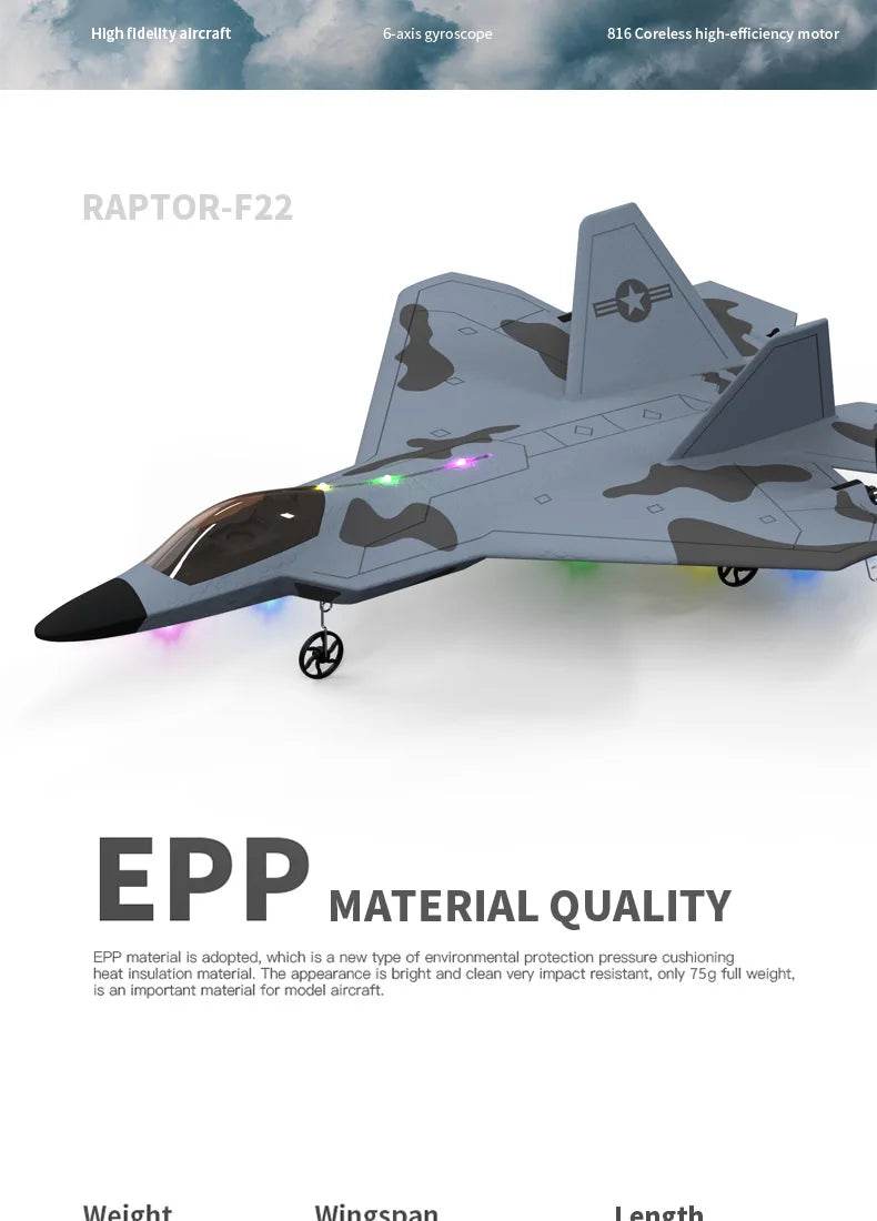 2024 New F22S 2.4G 4CH 3D6G RC Airplane Raptor F22 Warplane WLtoys A180 Upgrade Version LED Light With Gyroscope Out Door Toys - AIAZ