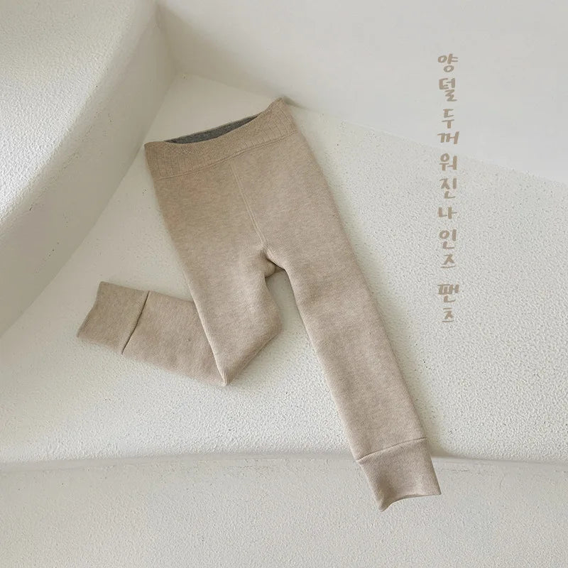 3-12 Years 2023 New Kids Pants Girls Tights Fur Lining Warm Pantyhose Children Skinny Leggings for Winter