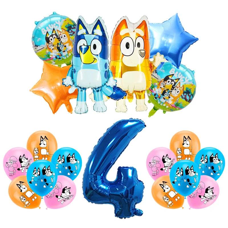 New Bluey Birthday Party Decoration Latex Balloons Bingo Aluminum Film Balloon Disposable Tableware Kids Event Supplies Backdrop - AIAZ