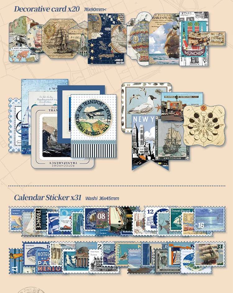 154 Pcs Vintage travel Handbook Gift Boxes School Student Reward Small Gifts Children's Gifts Scrapbook Supplies Stationery Set - AIAZ