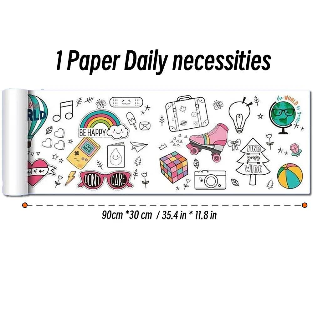 90cm Animal Children's Drawing Roll DIY Coloring Paper Roll Color Filling Graffiti Paper-cut for Kids Painting Educational Toys - AIAZ