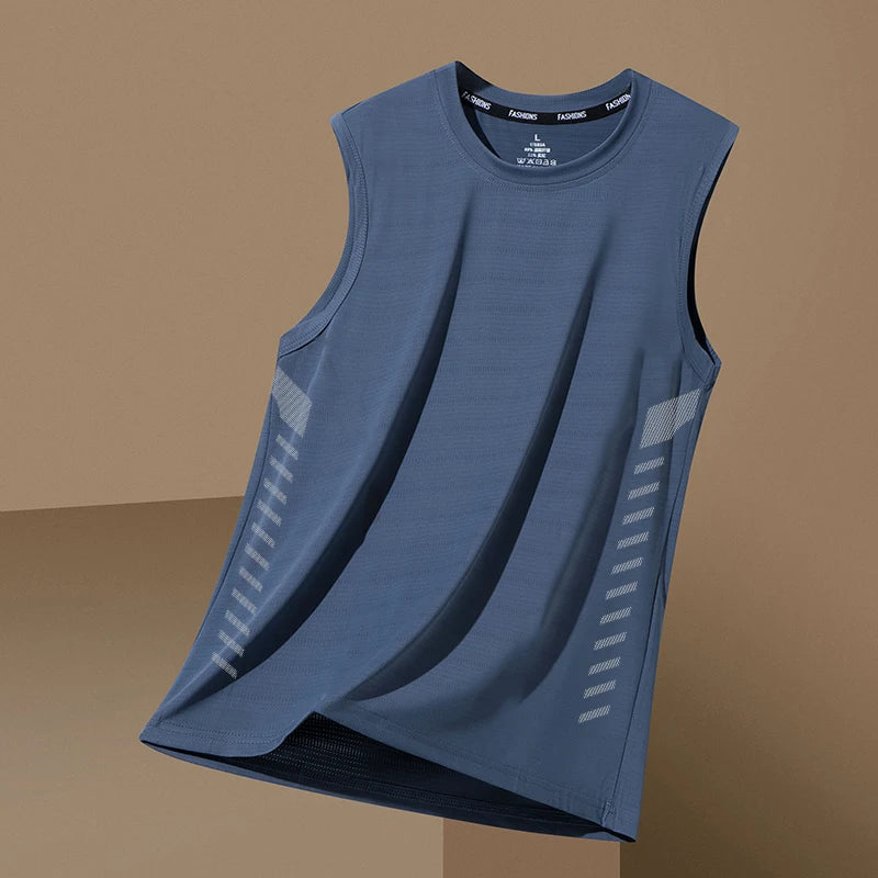 Men's Summer New Sle Qui Dry Sport Vest Loose Ice Silk Svel T-irt Fitn Training Running Baskeall American Sle
