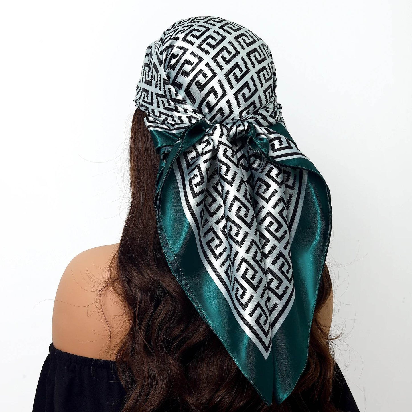 New 90*90cm Retro Brand Women Silk Scarf Bandanna Fashion Bohemian Pattern Square Hijab Lady Wrap Headband foulard muffler - AIAZ