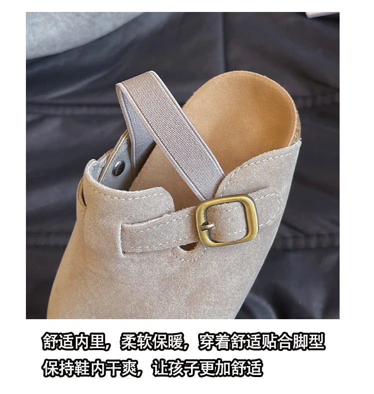 2024 New Girl Boy One Step Flat Bottom Baotou Half Slippers Children Summer Outwear Round Head Half Slippers Lazy Shoes