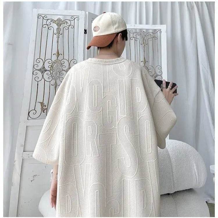 2025 3D Men's new Waffle TZ30 Summer Suit Casual T-shirt + Shorts Suit Men's Tracksuit Solid color tracksuit loose suit - AIAZ