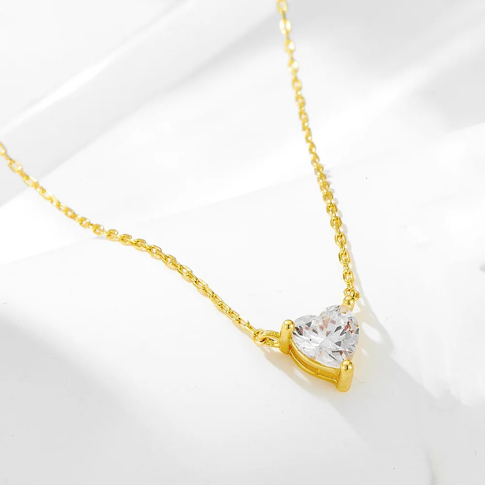 WSHUO 1/2/3ct Heart Cut Moissanite Pendant Necklace S925 Pure Silver Plated 18K Gold Women Necklace jewelry Gift GRA Certified