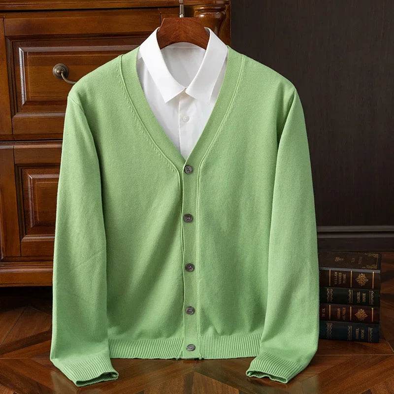 BROWON Brand Mens Sweater Cardigan Business Casual Classic V-neck Solid Color Cardigan Men Sweater Korean Fashion Mens Clothes - AIAZ