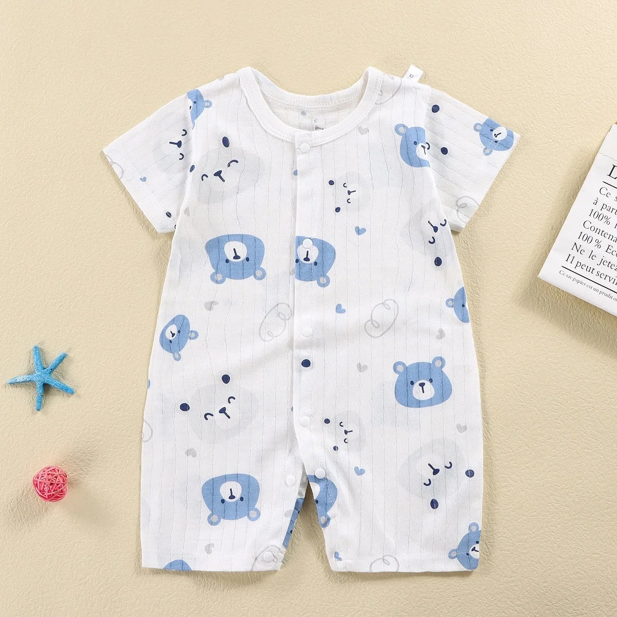 2025 New Baby Onesies Climbing Clothes Pure Cotton Summer Newborn Boys Girls Rompers Short-Sleeved Thin Harness Infant Clothes