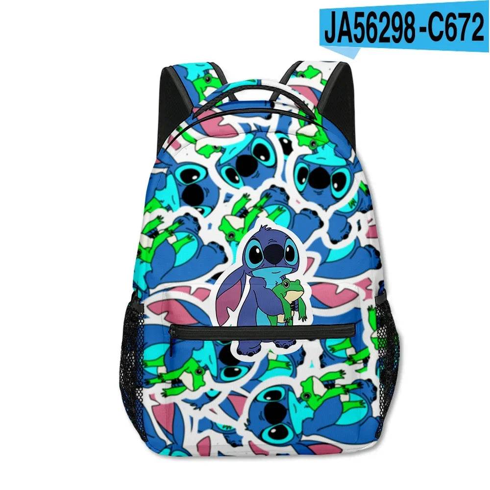 Stitch Primary School Student Anime Backpack Cartoon Large Capacity School Bag Printing Anime Kawaii Cartoon School Bag Mochila - AIAZ