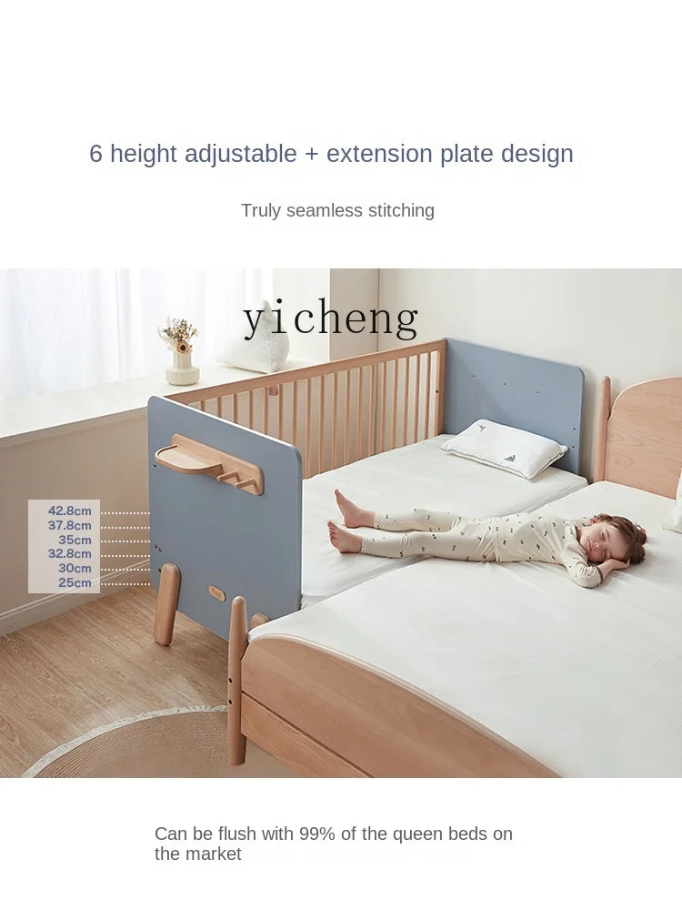 ZZ  Splicing Bed Children's Seamless Bedside Bed Widened Crib Adjustable High Guardrail Bed