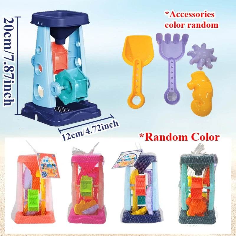 Beach Toy Set for Kids Sand Wheel Sand Bucket Scooter Shovel Rake Sailboat Hourglass Cute Molds Summer Outdoor Sandbox Sand Toys - AIAZ