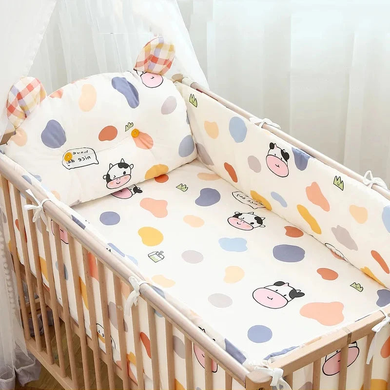 Newborn Cotton Breathable One-piece Bed Bumper Removable Washable Children Bedding Set Four Seasons Universal Cartoon CribBumper