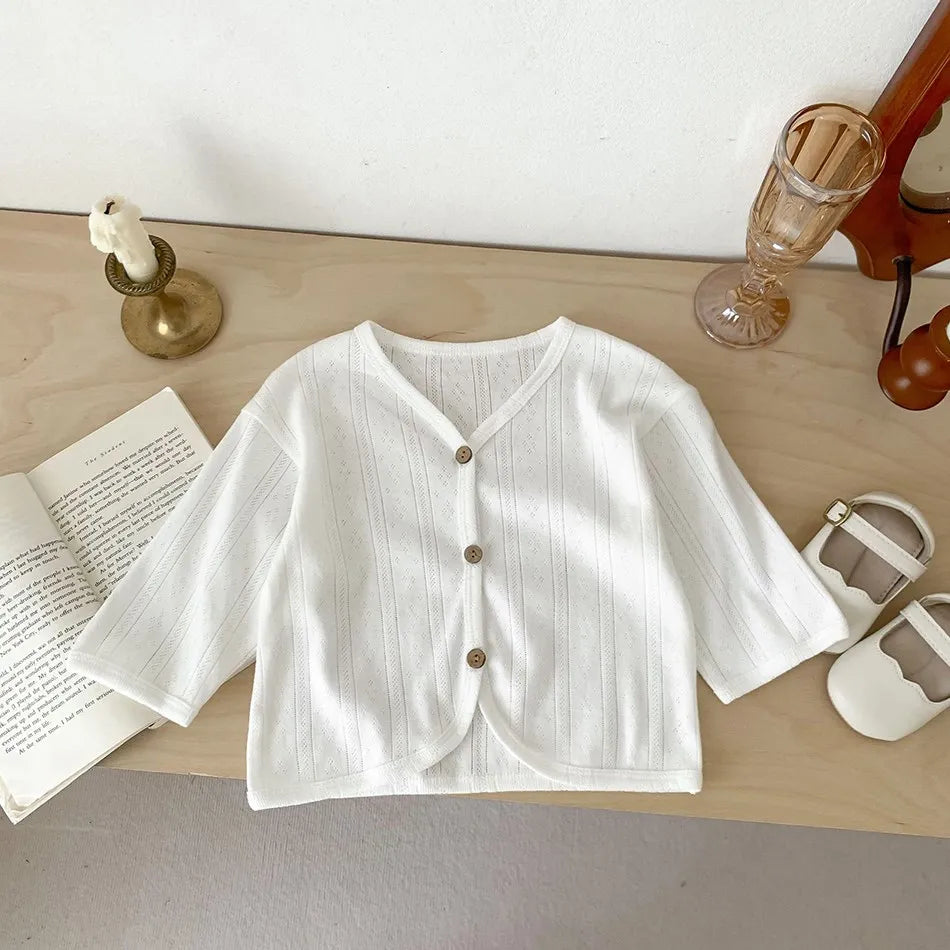 Kids Clothes Toddler Summer Jacket Infant Korean Casual Tops Boys Girls Lightweight Long Sleeve Outerwear Solid Color Cardigan