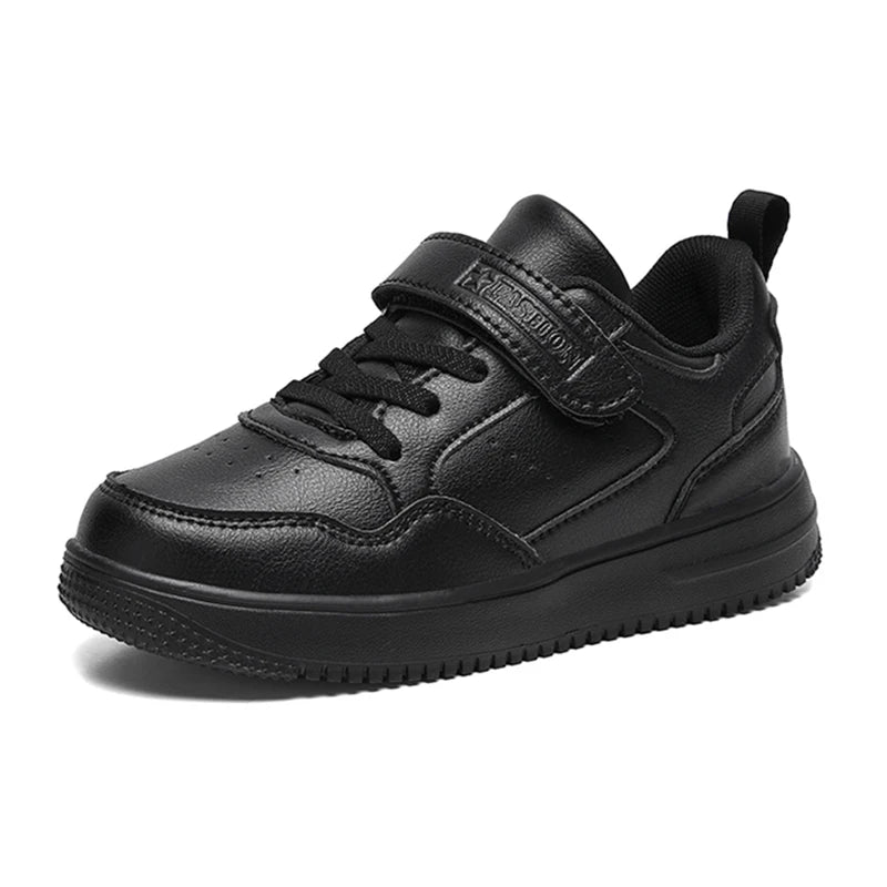 Children's Fashion Sports Shoes Black Student Kids Boys & Girls Non Slip Flat Walking Shoes Lightweight Breathable Tennis