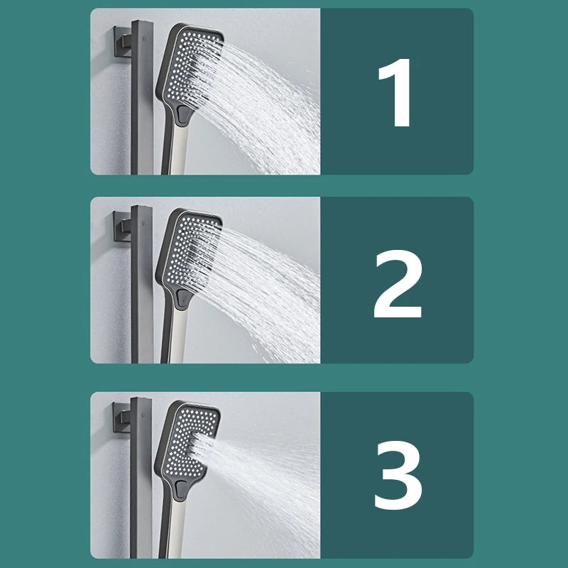 New Design Gun Grey Bathroom Shower System Set Piano Keys Brass LED Digital Shower Faucet Bath Hot and Cold Mixer Shower Tap Set