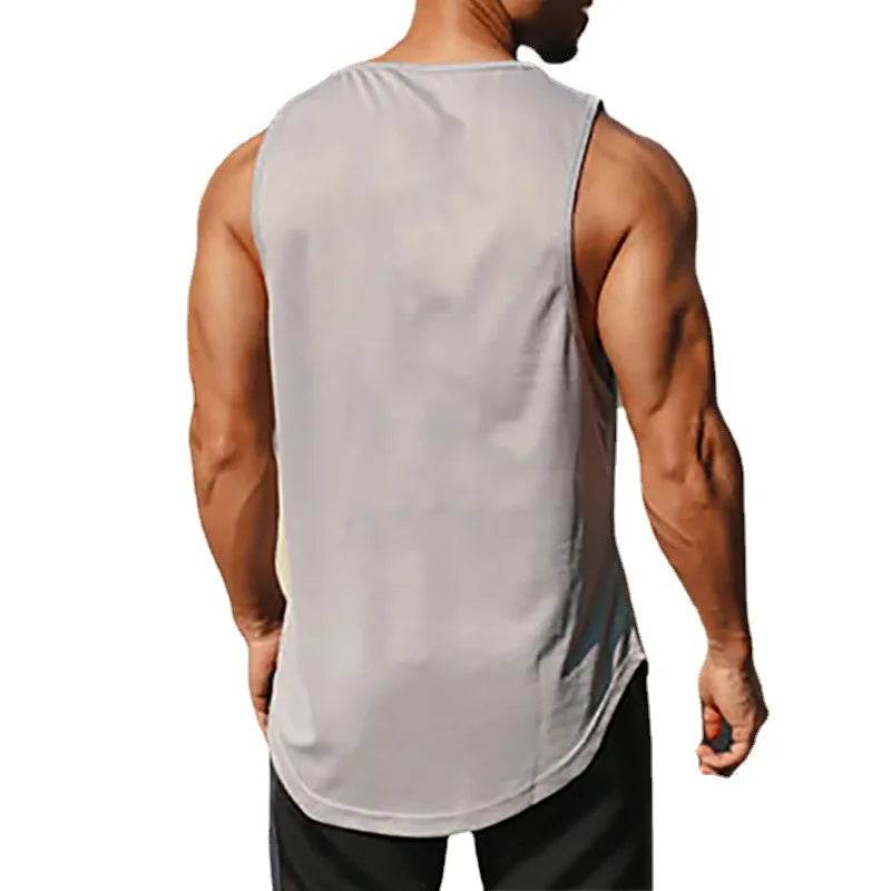 Summer Men's Gym Tank Top Fitness Training Clothing Quick-drying Loose Bodybuilding Sleeveless Shirt Men Fashion Basketball Vest - AIAZ