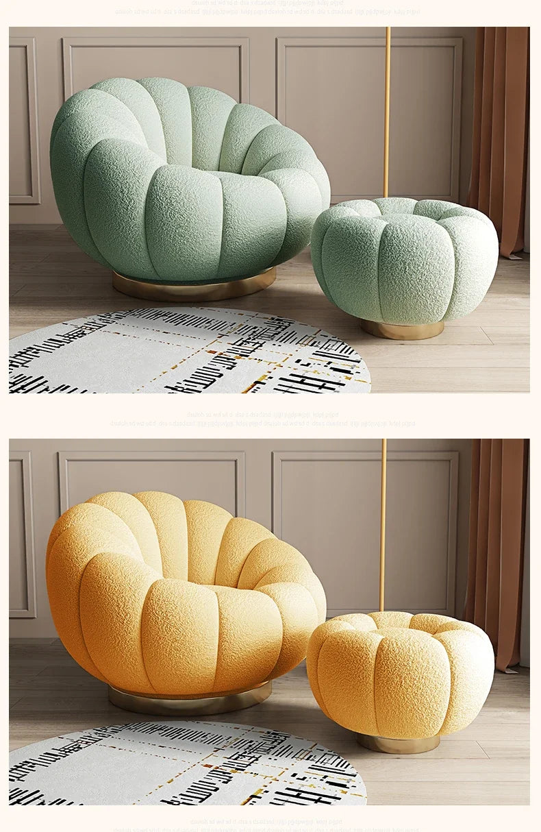 Lazy sofa that can be reclined or slept on, pumpkin sofa chair, small-sized lamb velvet fabric sofa, single sofa