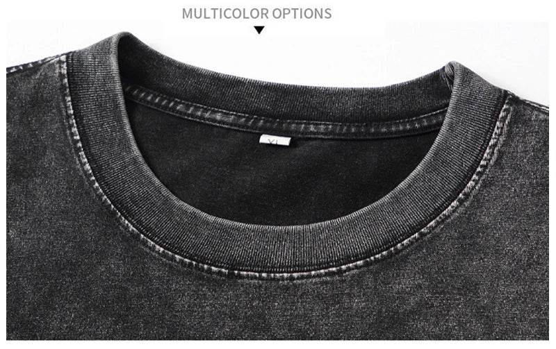 Men's Washed Vintage T-Shirts Street Hip Hop Retro Punk T Shirt women Harajuku Casual Cotton Short Sleeve Acid Wash TShirts top - AIAZ